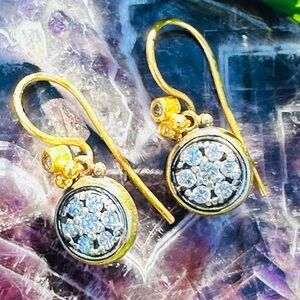 Gold and Diamond Floral Drop Earrings